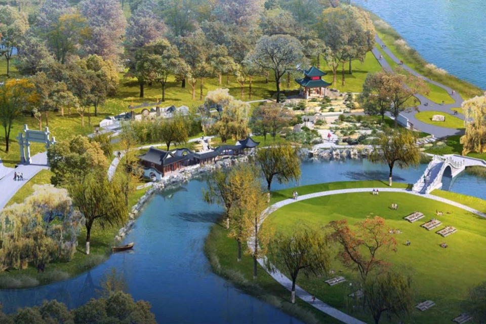 Aerial concept view of China Friendship Garden Society